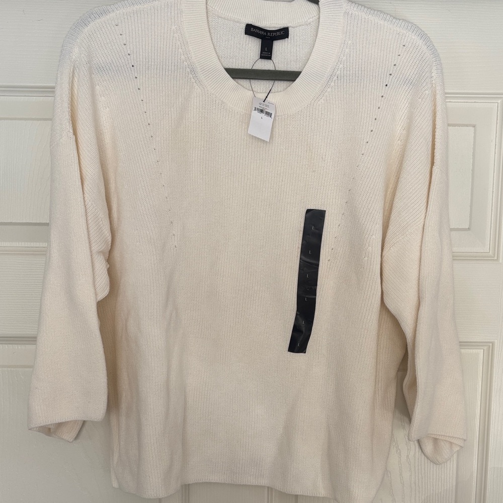 Banana Republic Women's Cream Crewneck Sweater
